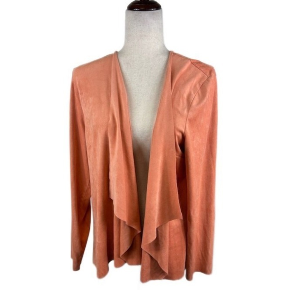 Soft Surroundings Cardigan Women's Size Large Coral Peach Ultra Suede Draped